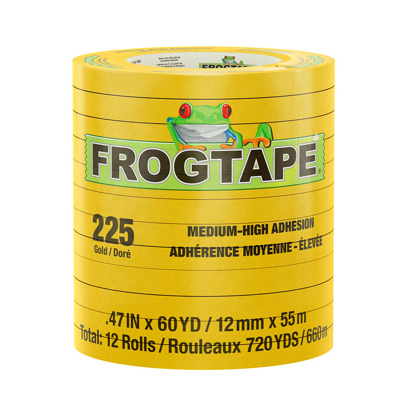 Load image into Gallery viewer, FrogTape CP 225 Medium-High Adhesion Masking Tape - 12MM x 55M x 12-Pack - Gold - Rated for 225F [105318]
