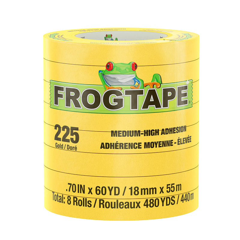 Load image into Gallery viewer, FrogTape CP 225 Medium-High Adhesion Masking Tape - 18MM x 55M x 8-Pack - Gold - Rated for 225F [105545]
