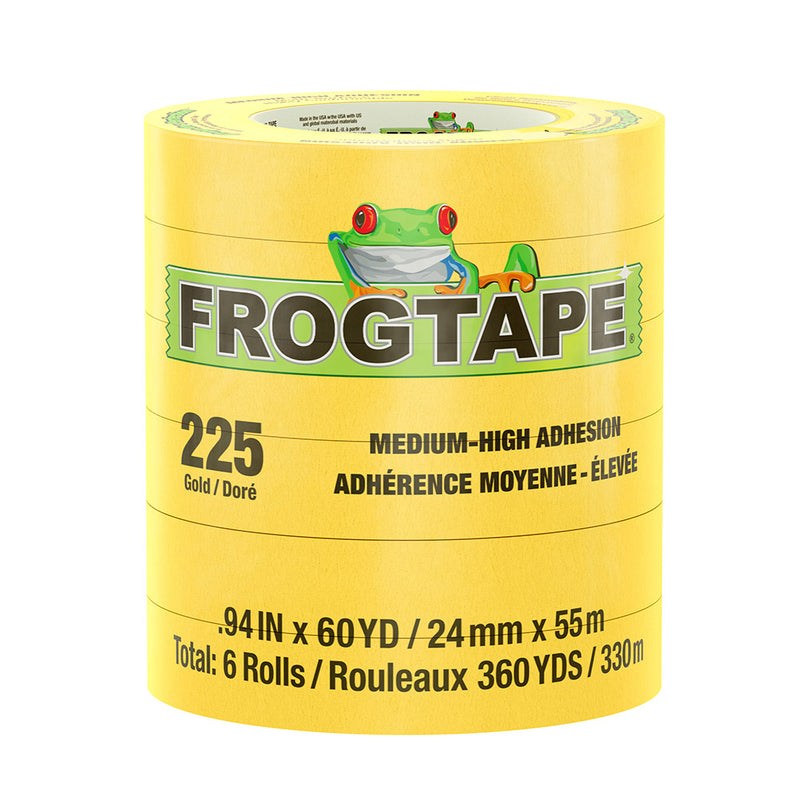 Load image into Gallery viewer, FrogTape CP 225 Medium-High Adhesion Masking Tape - 24MM x 55M x 6-Pack - Gold - Rated for 225F [105320]
