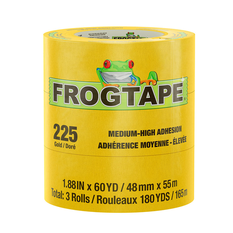 Load image into Gallery viewer, FrogTape CP 225 Medium-High Adhesion Masking Tape - 48MM x 55M x 3-Pack - Gold - Rated for 225F [105322]
