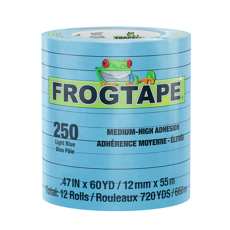 Load image into Gallery viewer, FrogTape CP 250 Medium-High Adhesion Masking Tape - 12MM x 55M x 12-Pack - Light Blue - Rated for 250F [105325]
