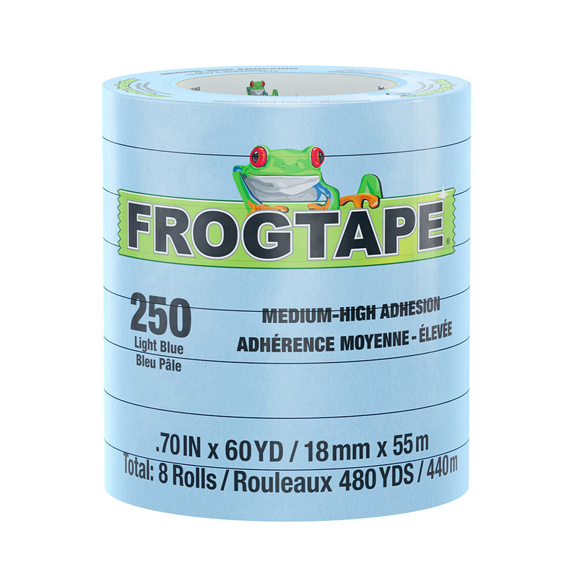 Load image into Gallery viewer, FrogTape CP 250 Medium-High Adhesion Masking Tape - 18MM x 55M x 8-Pack - Light Blue - Rated for 250F [105770]
