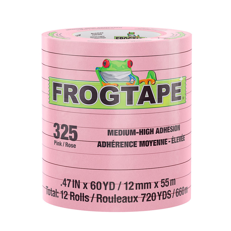 Load image into Gallery viewer, FrogTape CP 325 Medium-High Adhesion Masking Tape - 12MM x 55M x 12-Pack - Pink - Rated for 325F [105331]
