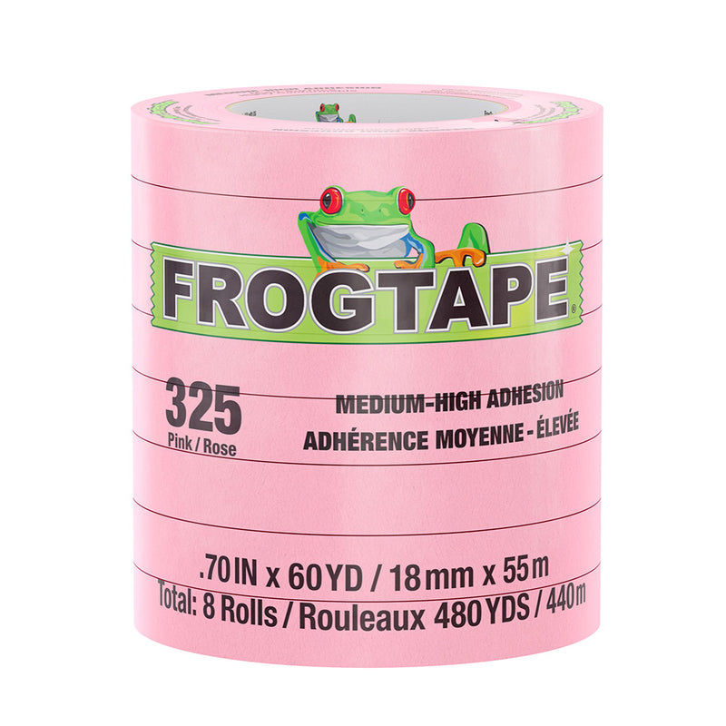 Load image into Gallery viewer, FrogTape CP 325 Medium-High Adhesion Masking Tape - 18MM x 55M x 8-Pack - Pink - Rated for 325F [105332]
