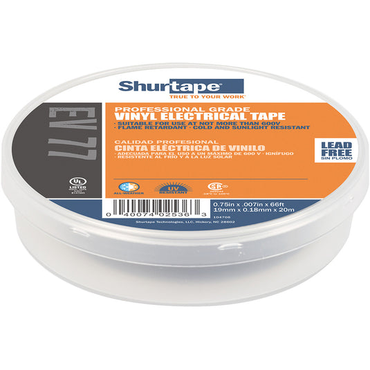 Shurtape EV 077B Professional Grade Black Electrical Tape f/Insulating  Splicing - 3/4