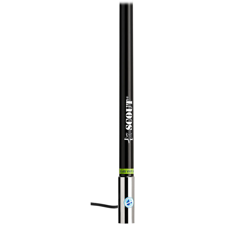 Load image into Gallery viewer, Scout 8&#39; Black VHF Antenna 6dB Heavy Stainless Steel Ferrule w/6M RG-8x Includes PL-259 Heavy Duty Offshore Antenna KS-43 [PF AN NVHF00021T]
