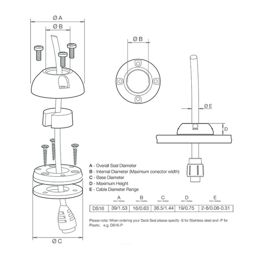 Scanstrut DS16-P Vertical Cable Seal [DS16-P]