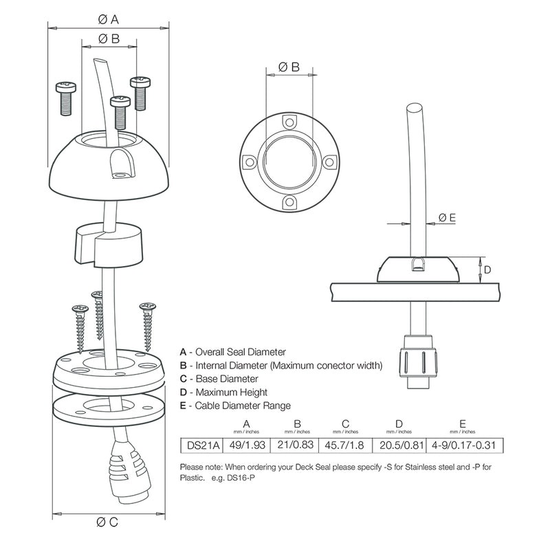 Load image into Gallery viewer, Scanstrut DS21A-S Vertical Cable Seal - Stainless Steel [DS21A-S]
