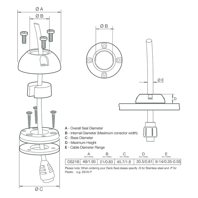 Load image into Gallery viewer, Scanstrut DS21B-S Vertical Cable Seal - Stainless Steel [DS21B-S]
