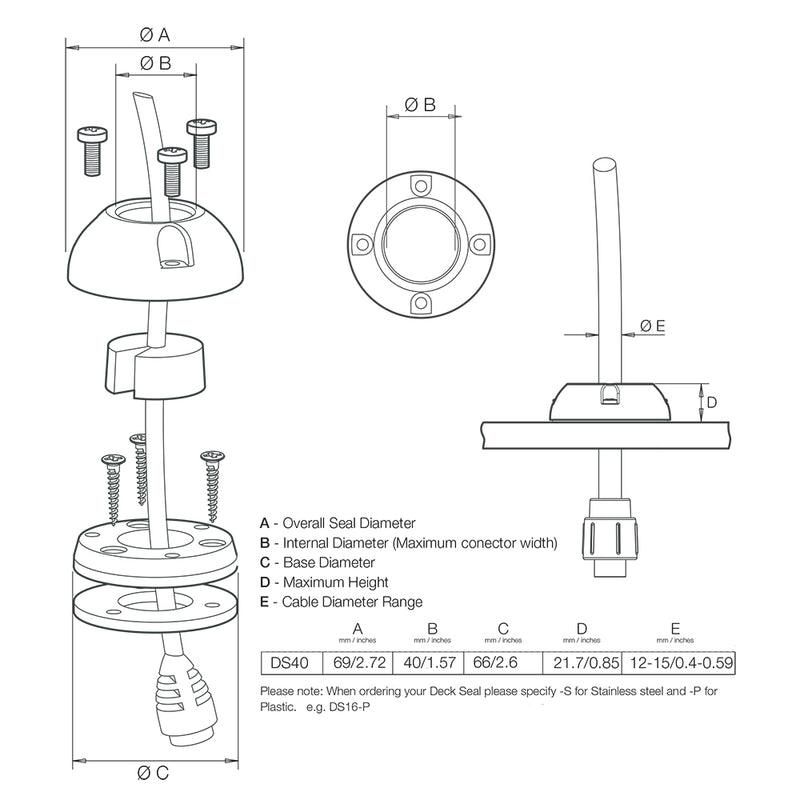 Load image into Gallery viewer, Scanstrut DS40-S Vertical Cable Seal - Stainless Steel [DS40-S]
