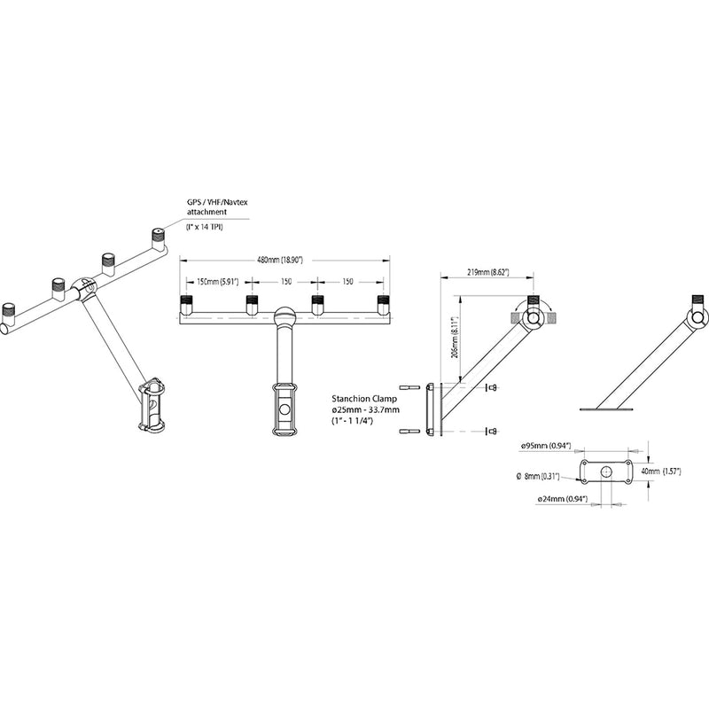 Load image into Gallery viewer, Scanstrut TB-01 T-Bar Mount f/GPS/VHF Antenna [TB-01]
