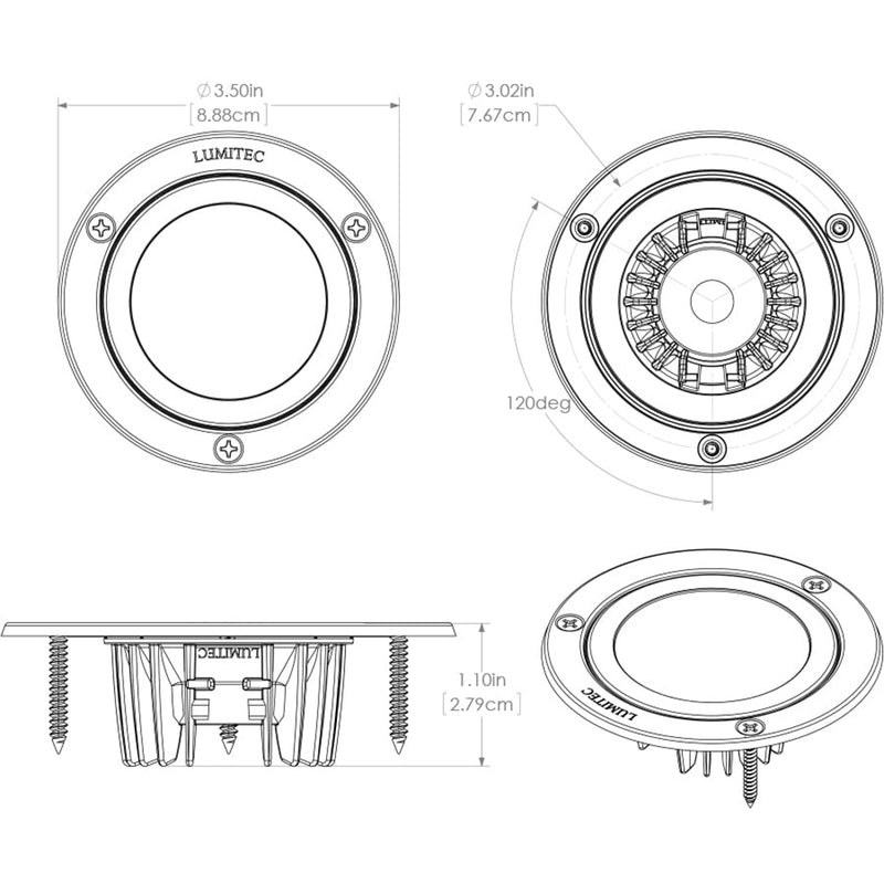 Load image into Gallery viewer, Lumitec Shadow - Flush Mount Down Light - Polished SS Finish - 3-Color Red/Blue Non Dimming w/White Dimming [114118]
