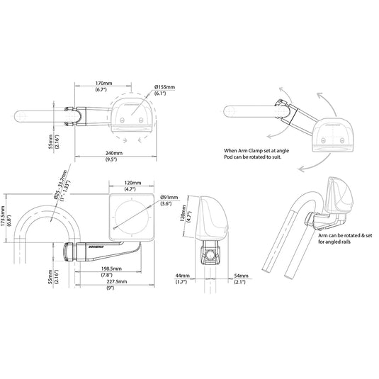 Scanstrut Scanpod Single Instrument Pod -Precut- Arm Mounted - Fits 1