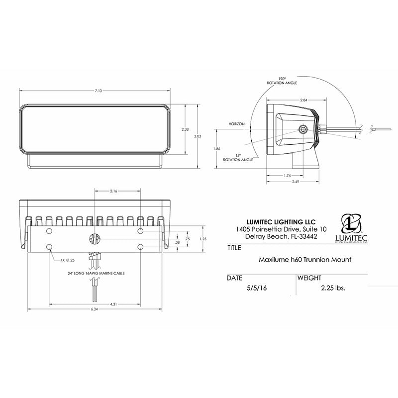 Load image into Gallery viewer, Lumitec Maxillume h60 - Trunnion Mount Flood Light - White Dimming - White Housing [101334]
