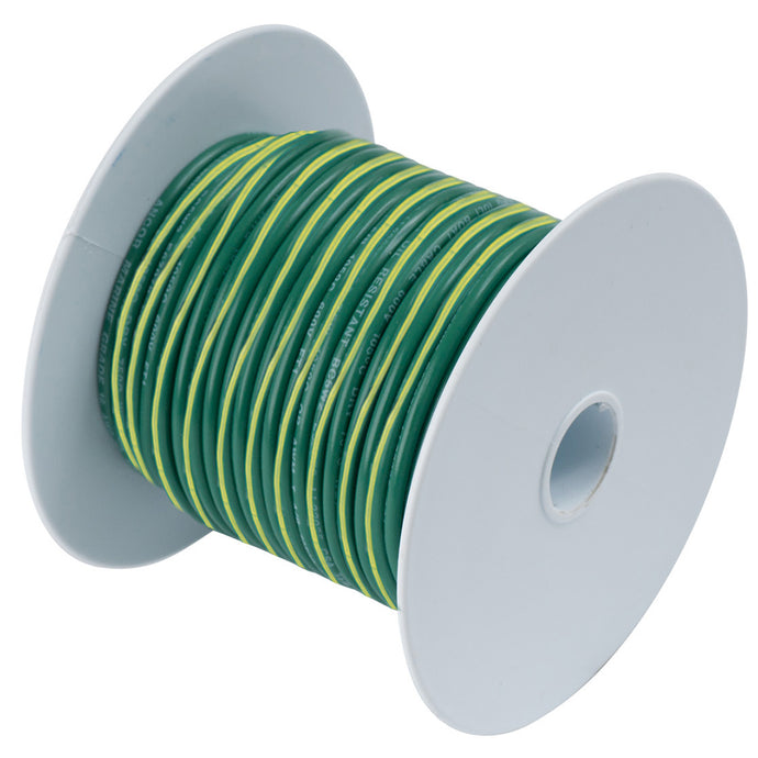 Ancor Green w/Yellow Stripe 10 AWG Tinned Copper Wire - 25' [109302]