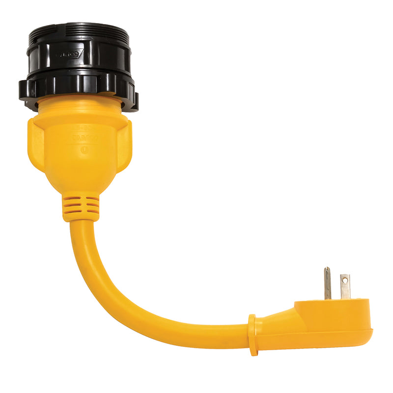 Load image into Gallery viewer, Camco PowerGrip Locking Adapter - 15A/125V Male to 30A/125V Female Locking [55635]
