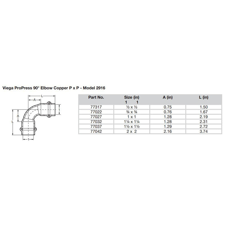 Load image into Gallery viewer, Viega ProPress 1/2&quot; - 90 Copper Elbow - Double Press Connection - Smart Connect Technology [77317]
