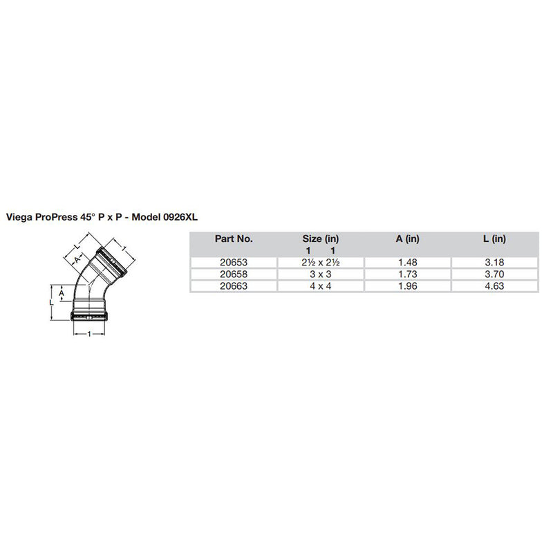 Load image into Gallery viewer, Viega ProPress 2-1/2&quot; - 45 Copper Elbow - Double Press Connection - Smart Connect Technology [20653]
