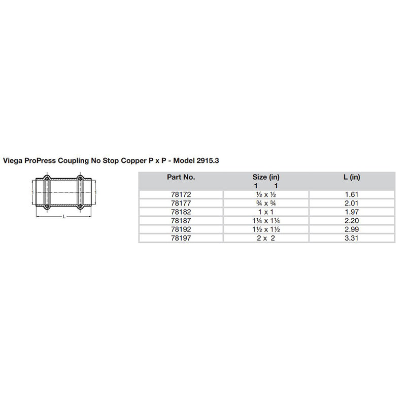 Load image into Gallery viewer, Viega ProPress 1&quot; Copper Coupling w/o Stop - Double Press Connection - Smart Connect Technology [78182]
