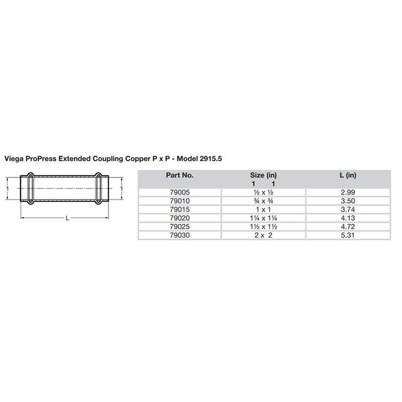 Load image into Gallery viewer, Viega ProPress 1-1/2&quot; Extended Coupling w/o Stop - Double Press Connection - Smart Connect Technology [79025]
