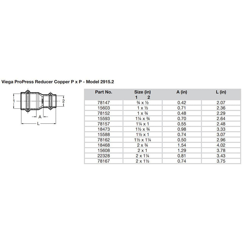 Load image into Gallery viewer, Viega ProPress 3/4&quot; x 1/2&quot; Copper Reducer - Double Press Connection - Smart Connect Technology [78147]
