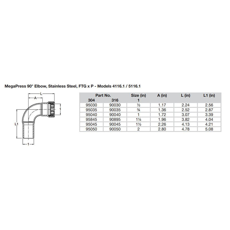 Load image into Gallery viewer, Viega MegaPress 1/2&quot; 90 Stainless 304 Elbow - Street/Press Connection - Smart Connect Technology [95030]
