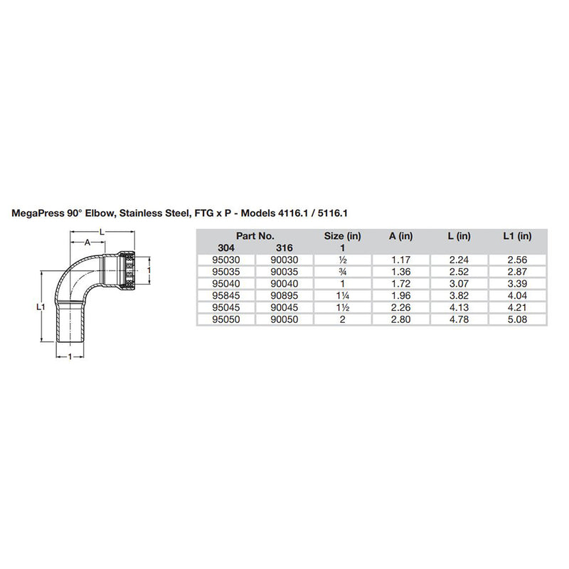 Load image into Gallery viewer, Viega MegaPress 2&quot; 90 Stainless Steel 304 Elbow Street - Press Connection - Smart Connect Technology [95050]
