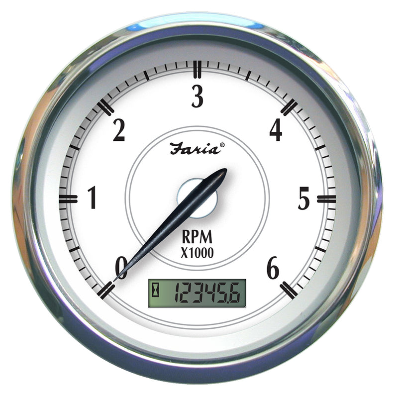 Load image into Gallery viewer, Faria Newport SS 4&quot; Tachometer w/Hourmeter f/Gas Inboard - 6000 RPM [45004]
