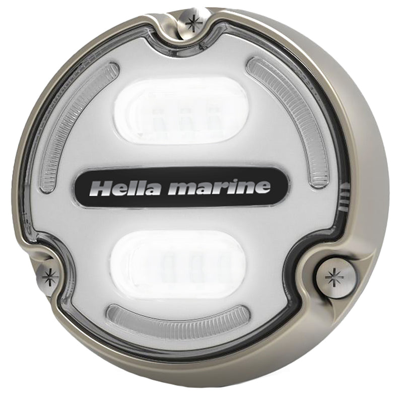Load image into Gallery viewer, Hella Marine Apelo A2 Blue White Underwater Light - 3000 Lumens - Bronze Housing - White Lens w/Edge Light [016147-101]
