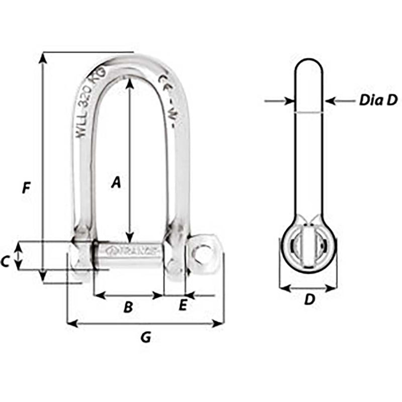 Load image into Gallery viewer, Wichard Self-Locking Long D Shackle - Diameter 6mm - 1/4&quot; [01213]
