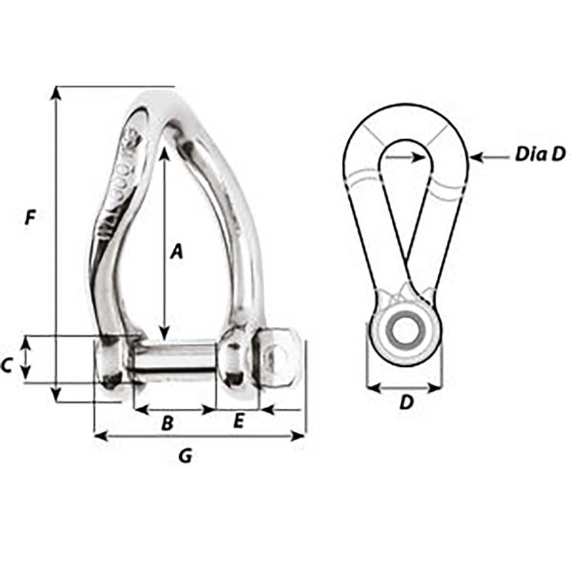 Load image into Gallery viewer, Wichard Self-Locking Twisted Shackle - Diameter 5mm - 3/16&quot; [01222]
