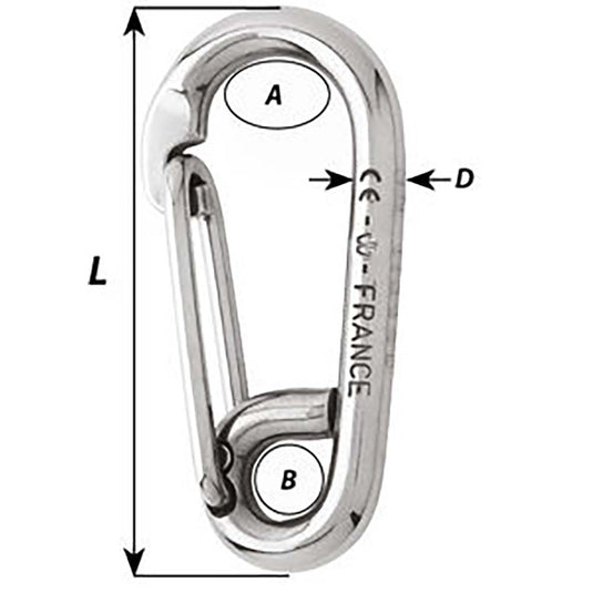 Wichard Symmetric Carbine Hook - Length 80mm - 5/16