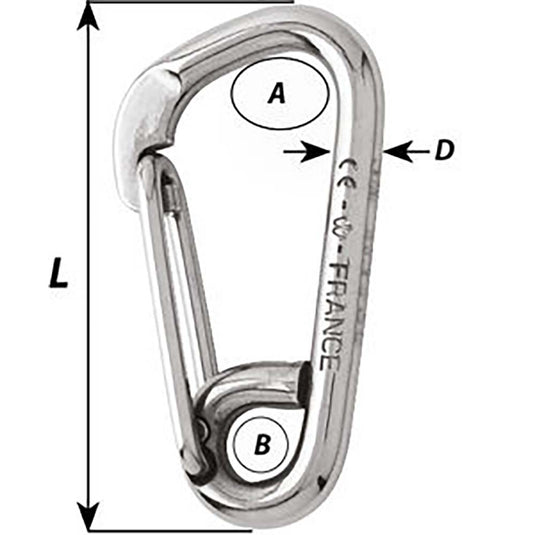 Wichard Asymmetric Carbine Hook - Length 170mm - 15/32