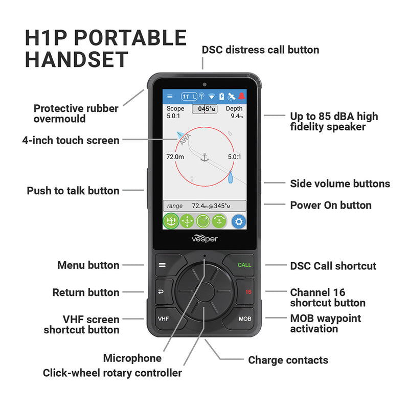 Load image into Gallery viewer, Vesper Cortex H1P Portable/Wireless/Rechargeable Handset w/Charging Cradle [010-02816-10]
