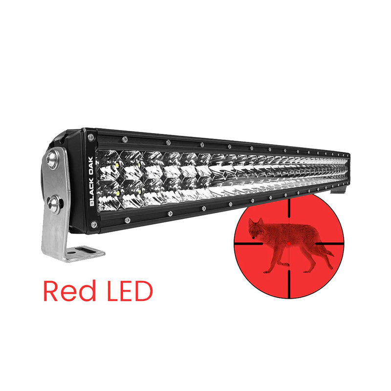 Load image into Gallery viewer, Black Oak 30&quot; Curved Double Row Red LED Predator Hunting Light Bar - Combo Optics - Black Housing - Pro Series 3.0 [30CR-D3OS]
