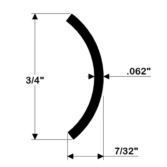 TACO Hollow Back 304 Stainless Steel Rub Rail Insert 3/4