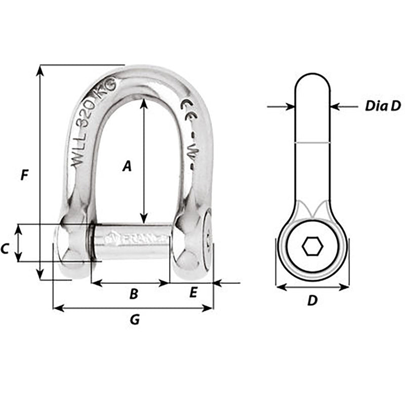 Load image into Gallery viewer, Wichard Self-Locking Allen Head Pin D Shackle - 6mm Diameter - 1/4&quot; [01303]
