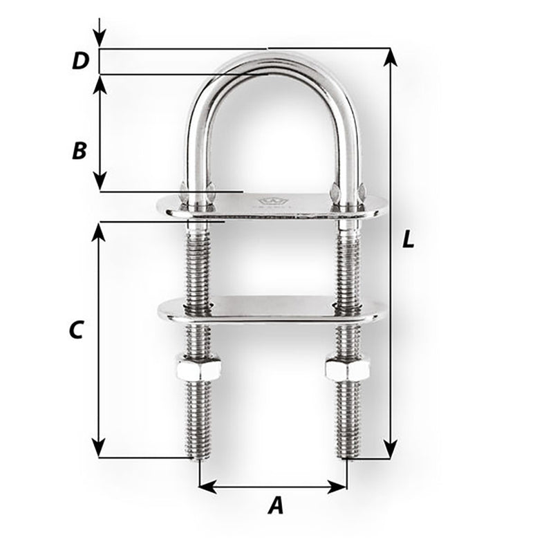 Load image into Gallery viewer, Wichard U-Bolt Pad Eye - 12mm Diameter - 15/32&quot; - 110mm Length - 4-21/64&quot; [06516]
