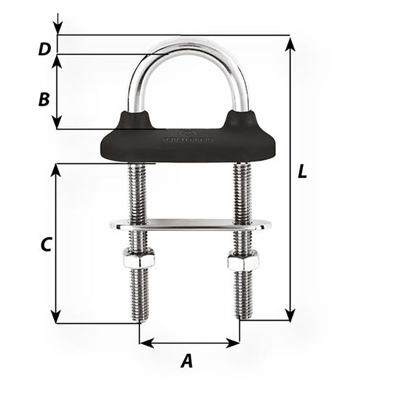 Load image into Gallery viewer, Wichard Black Watertight U-Bolt - 8mm Diameter - 5/16&quot; - 100mm Length - 3-5/16&quot; [65441]
