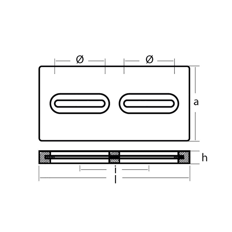 Load image into Gallery viewer, Tecnoseal Rectangular Zinc Plate Anode w/Inserts - 12&quot; x 6&quot; x 1&quot; [TEC-DIVERSD]
