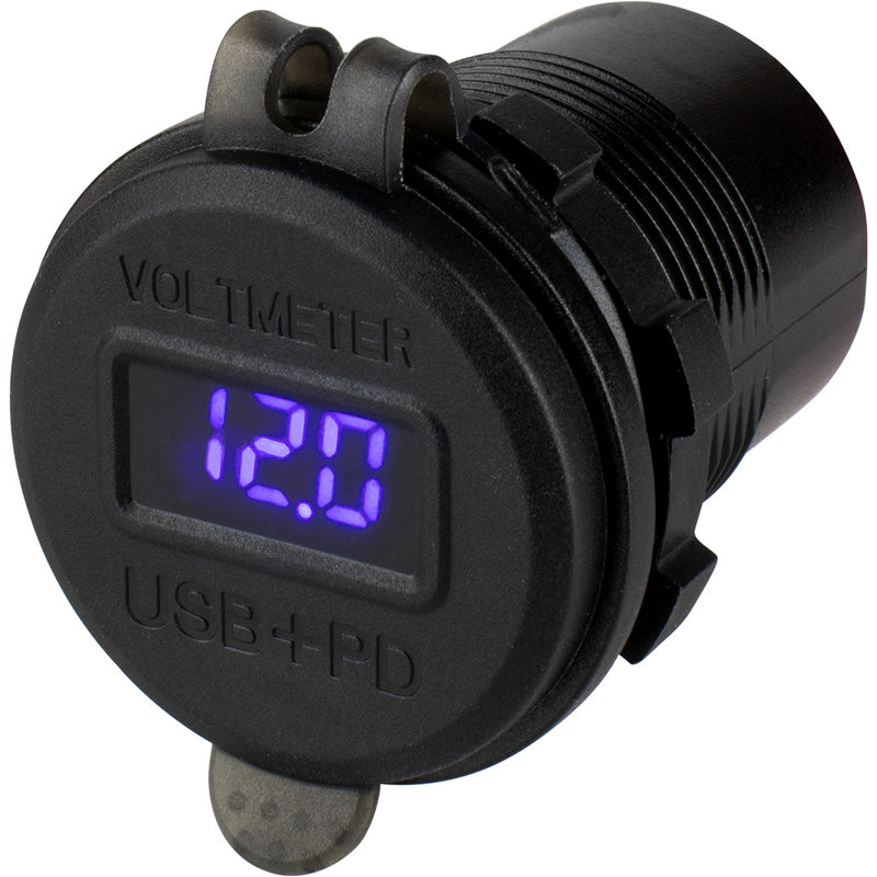 Load image into Gallery viewer, Sea-Dog Round USB  USB-C Power Socket w/Hidden Voltmeter [426518-1]
