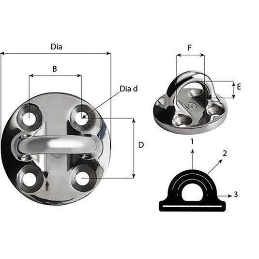 Wichard Round Pad Eye - 57mm Diameter (2-1/4